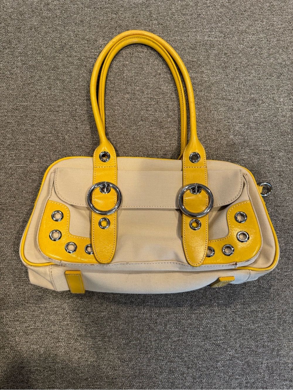 Preston & York Beige Shoulder Bag with Yellow Accents